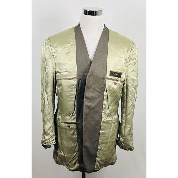 Joseph Abboud 40R Sport Coat Beige Super 130s Wool Three Button Double Vented - Picture 7 of 8